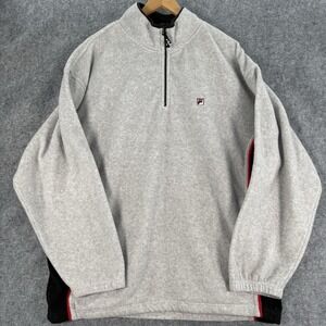 Fila Vintage 90s Gray Mens‎ Two Tone Fleece 1/4 Zip Pullover Sweatshirt XL Y2K